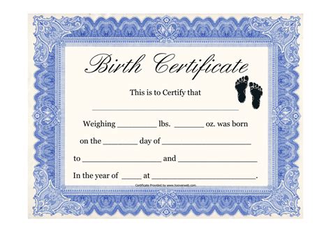 Birth Certificate Template - Footprints Download Printable PDF | Templateroller