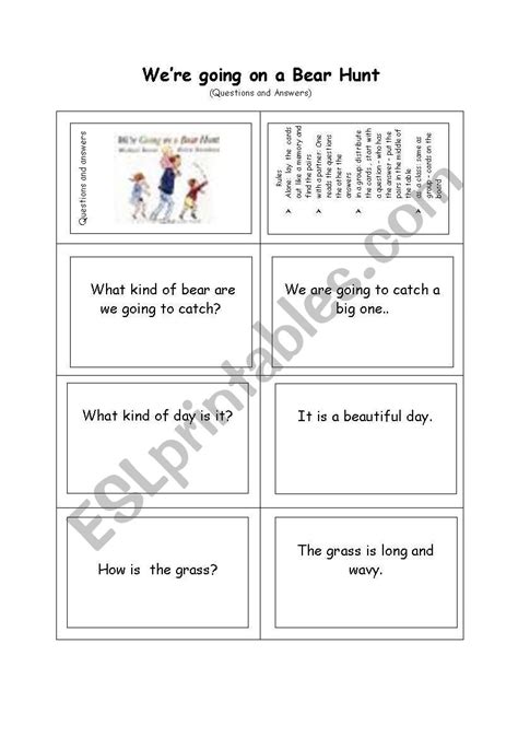 We´re going on a Bear Hunt,by Michael Rosen - ESL worksheet by metcalf