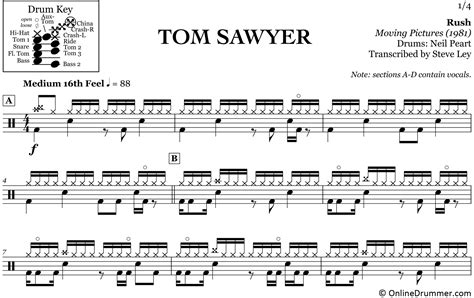 Tom Sawyer - Rush - Drum Sheet Music | OnlineDrummer.com