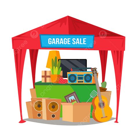 Yard Sale Vector Hd Images, Garage Sale Vector Sale Items Preparing A Yard Sale Isolated Flat ...