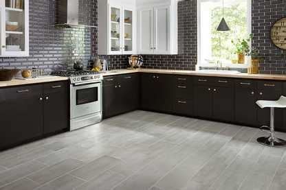 Rooms, Kitchen 6: Albion Concrete Gray Ceramic Tile, Frosted Glass Lilac Tile, Countertop, Grout ...