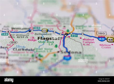 Flagstaff Arizona USA and surrounding areas Shown on a road map or Geography map Stock Photo - Alamy