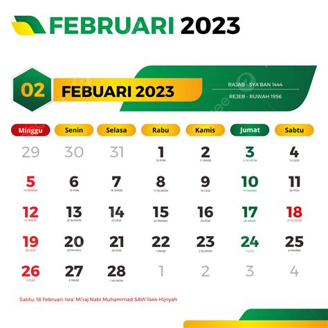 Kalender 2023 Februari Lengkap Dengan Tanggal Merah Cuti Bersama Jawa ...