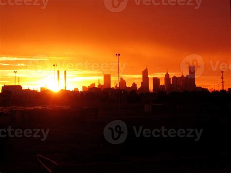 Sunrise over Melbourne Skyline 1134484 Stock Photo at Vecteezy