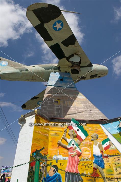 Photos and pictures of: Russian MIG jet which crashed while bombing the town, War memorial ...