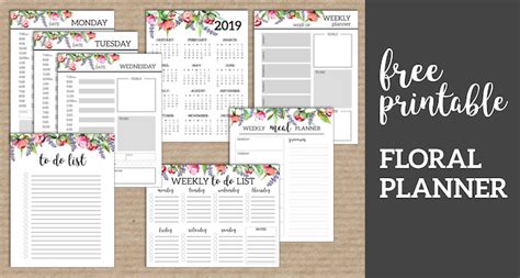 Floral Monthly Planner Template Pages Free Printable - Paper Trail Design