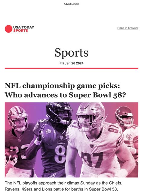 USA TODAY: NFL championship game picks: Who advances to Super Bowl 58 ...