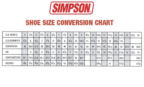 Shoe Size Printable Chart