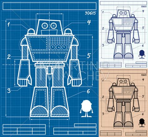 Robot Blueprint Cartoon Vector Cartoon Illustration. Giant, Transformer ...