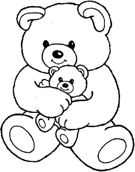 Teddy Bear and Little One Coloring Page | Color Luna