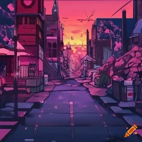 Aesthetic anime scenery wallpaper with lofi vibes on Craiyon