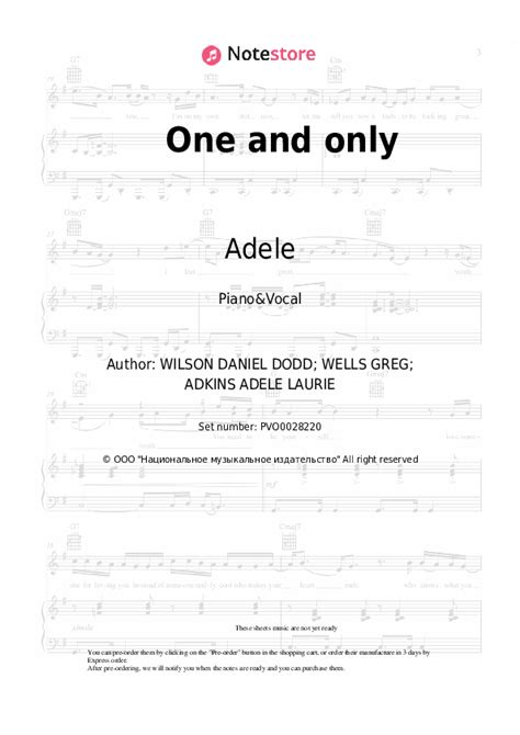 One and only piano sheet music and voice Adele in Note-Store.com | Piano&Vocal SKU PVO0028220