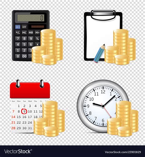 Finance icons isolated on transparent background Vector Image