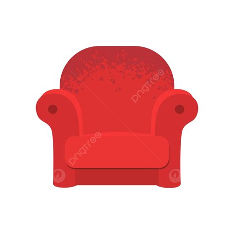 Red Soft Armchair Vector Retro Couch Illustration White Room Office Vector, White, Room, Office ...