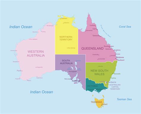 Australia Map With States Map Of Australia Showing States Australia - Bank2home.com