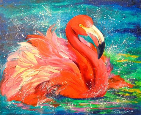 Flamingo (2016) Oil painting by Olha Darchuk | Flamingo art print, Buy ...