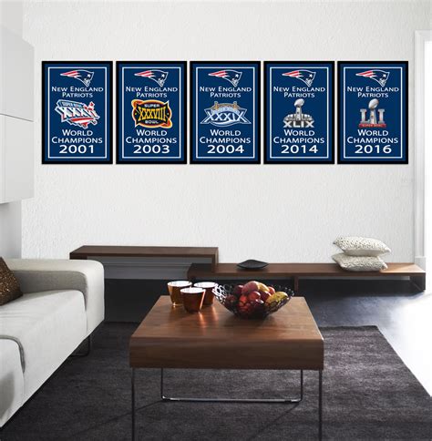 New England Patriots 5 Super Bowl Banners Art Illustration