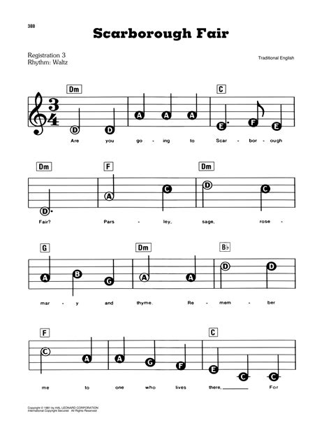 Scarborough Fair Sheet Music | Traditional English | E-Z Play Today