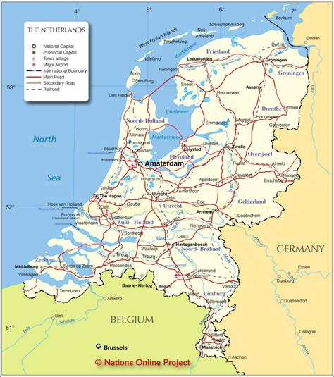 Holland country map - Map of Holland and surrounding countries (Western ...