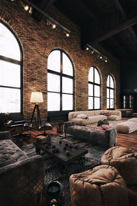 The Loft | Industrial living room design, Industrial interior design ...