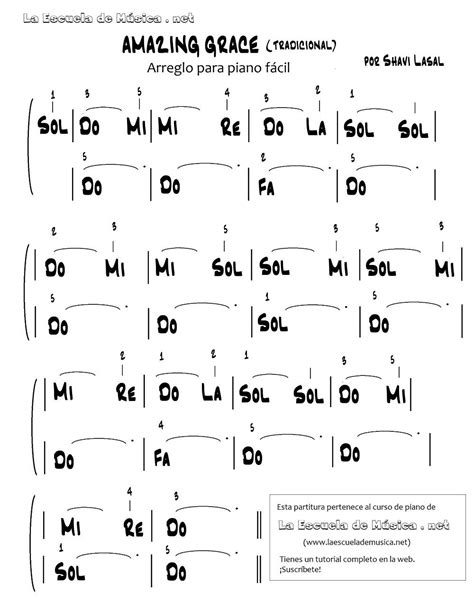 villancicos fáciles para piano - AMAZING GRACE partitura piano | Letra ...