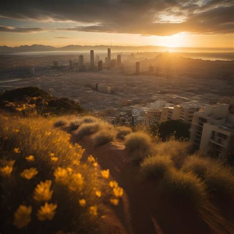 Downtown Los Angeles Skyline at Sunset, California, United States ...