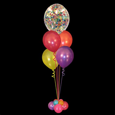 Balloon Bouquet of 4 helium balloons plus one large confetti balloon on top