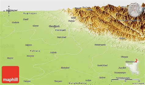 Physical Panoramic Map of Ambala