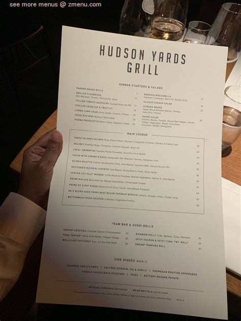 Online Menu of Hudson Yards Grill Restaurant, New York, New York, 10001 ...