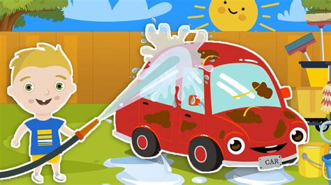 Wash the car song | car wash + More nursery rhymes kids songs | rainbow ...