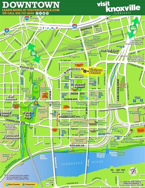 Knoxville tourist map - Ontheworldmap.com