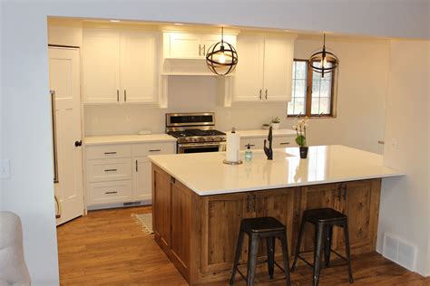 Wood island/ white cabinets | New homes, Wood island, White cabinets