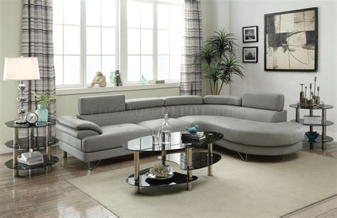 F6984 Sectional Sofa in Light Grey Bonded Leather by Boss