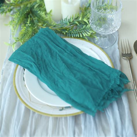 Peacock Teal Gauze Cheesecloth Dinner Napkins