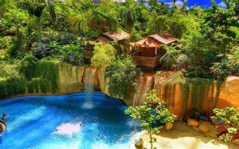 --Tropical Waterfall--, plants, graphy, tropical, colors, scenery ...