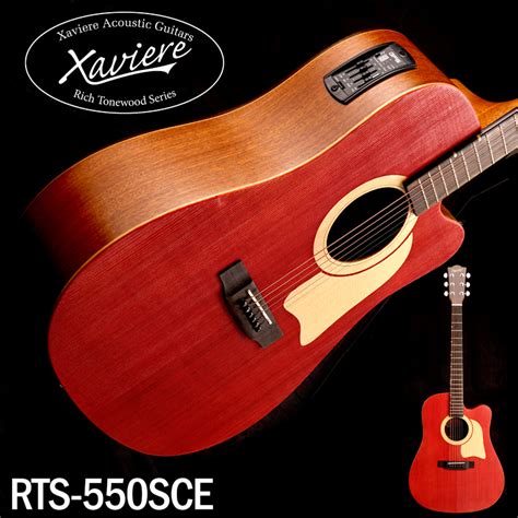 Xaviere ALL WOOD Red Acoustic/Electric Cutaway Raised Grain Dreadnaught