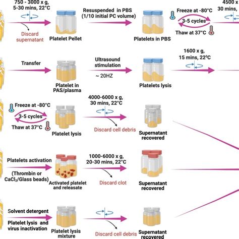 Human platelet lysate preparation methods. They are either generated ...