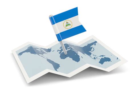 Flag pin with map. Illustration of flag of Nicaragua