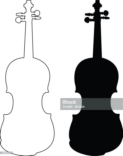 Violin Silhouette Stock Illustration - Download Image Now - Black Color ...