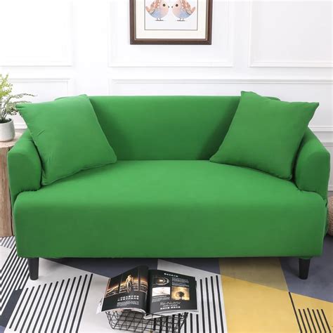 Dark Green Color Tight All Inclusive Sofa Cover Stretch Sofa Slipcover Fabric Elastic Couch ...