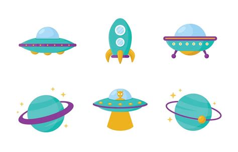 Cartoon UFO Icon Set 2622958 Vector Art at Vecteezy