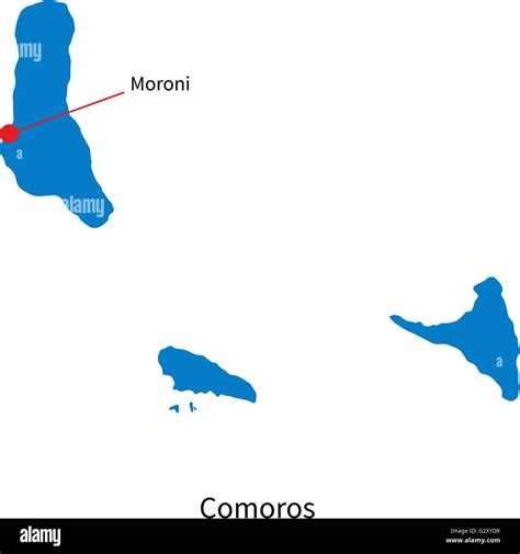 Detailed vector map of Comoros and capital city Moroni Stock Vector ...