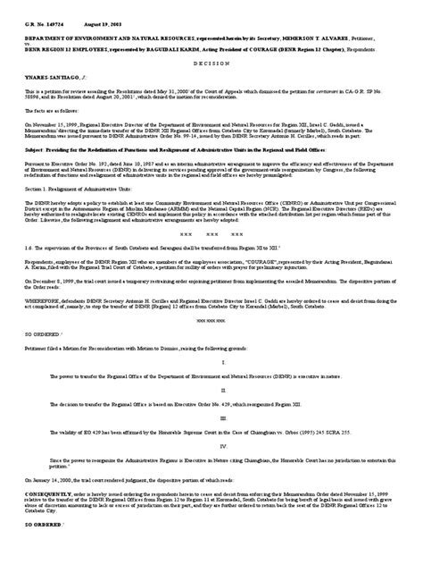 Denr Vs Denr Region 12 Employees | PDF | Presidents Of The United ...