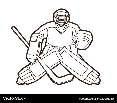 Ice hockey goalie sport player cartoon action Vector Image