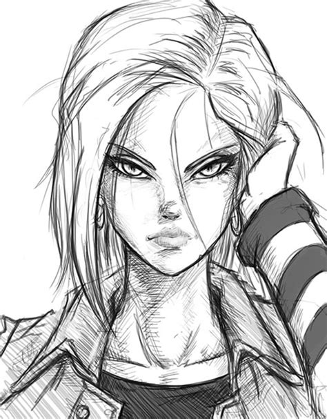 ArtStation - Android 18 - sketch, Vincent Vague Art Drawings Sketches, Cool Drawings, Wie ...