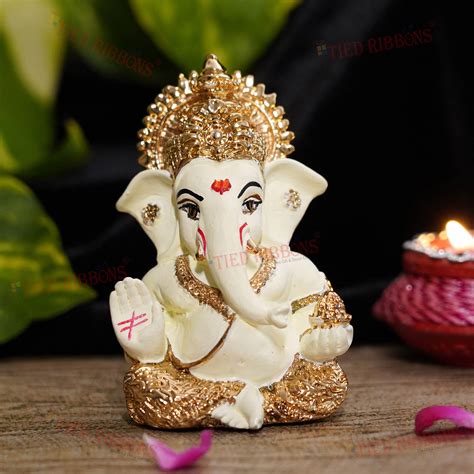 Buy TIED RIBBONS Ganesha Idol Indian God Lord Ganesh Statue Gold Plated ...