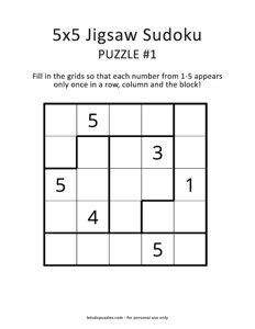 Printable Jigsaw Sudoku Puzzles