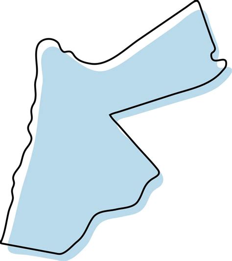 Stylized simple outline map of Jordan icon. Blue sketch map of Jordan ...