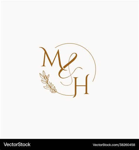 Mh initial wedding monogram logo Royalty Free Vector Image