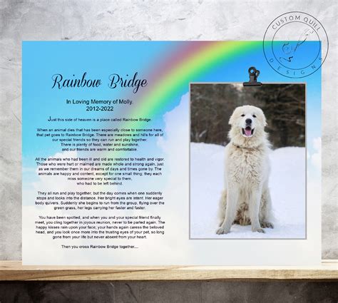 Rainbow Bridge Frame Pet Memorial Frame Pet Loss Pet Loss - Etsy